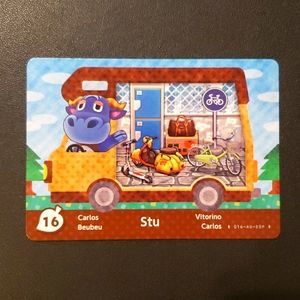 Stu 16 animal crossing welcome amiibo RV card Nintendo switch